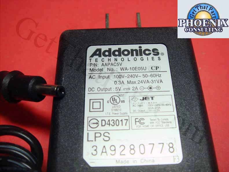 Addonics OEM WA-10E05U 5V 2A Power Supply Adapter New