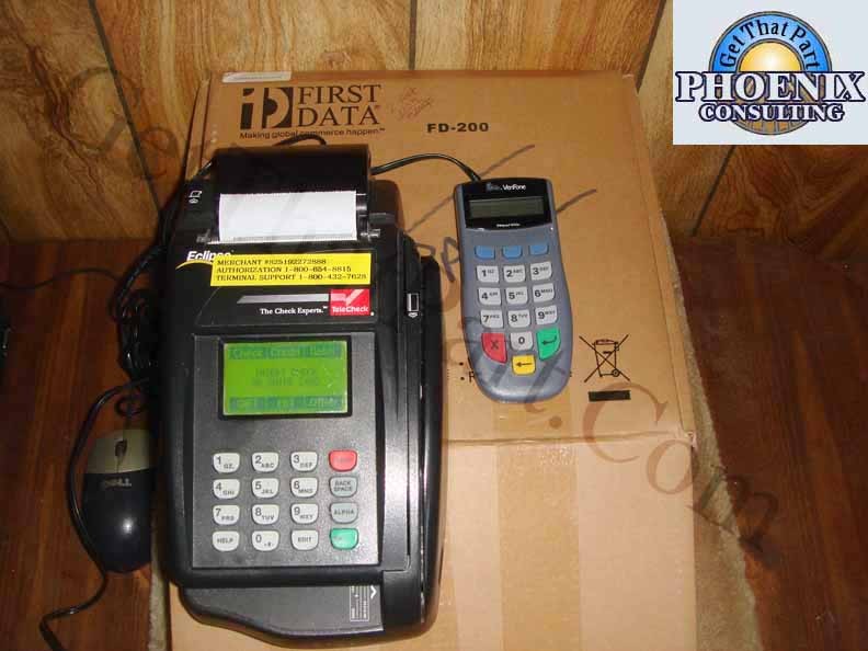 First Data FD200 FD200 Verifone POS Card Check Terminal Pinpad Set