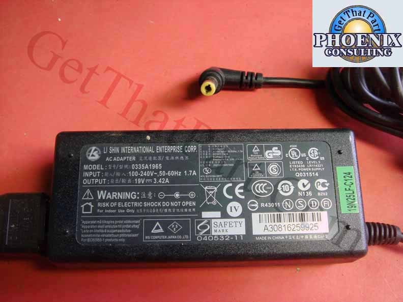 Li Shin 0335a1965 OEM Power Adapter 19V 3.42A