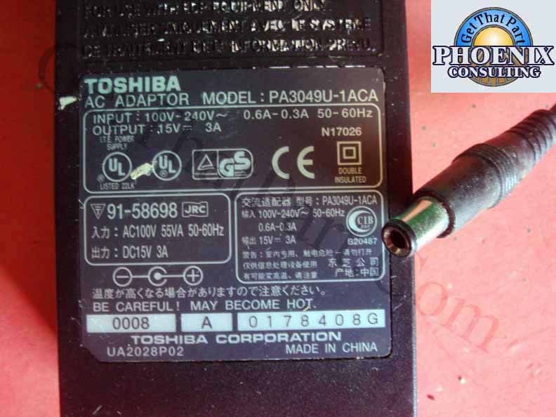 Toshiba OEM AC Adapter PA3049U-1ACA