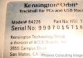 Kensington Orbit PS/2 PC MAC USB Trackball Mouse 64226