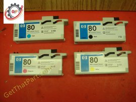 HP 1050C 1055CM 80 Complete OEM Printhead Cleaner KCMY 4 Set Assembly