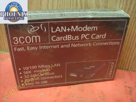 3Com Lan + Modem Cardbus PC Card New Sealed Box 3C3FEM656C