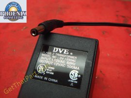 DVE 12V AC 500MA Output Power Supply Adapter DV-1250AC DV-1250 AC