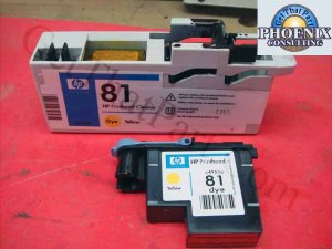 HP 5000 81 OEM Genuine Yellow Dye Printhead and Cleaner C4953A
